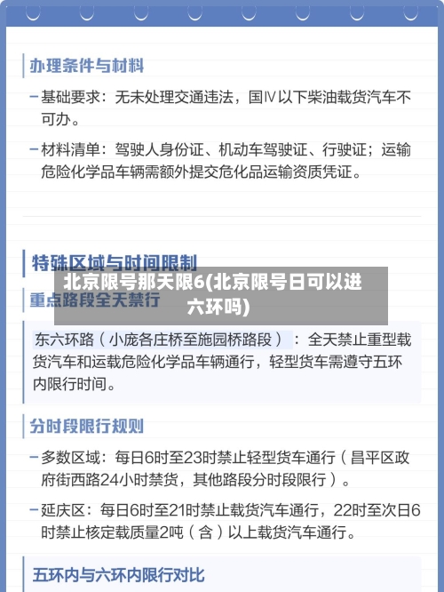 北京限号那天限6(北京限号日可以进六环吗)