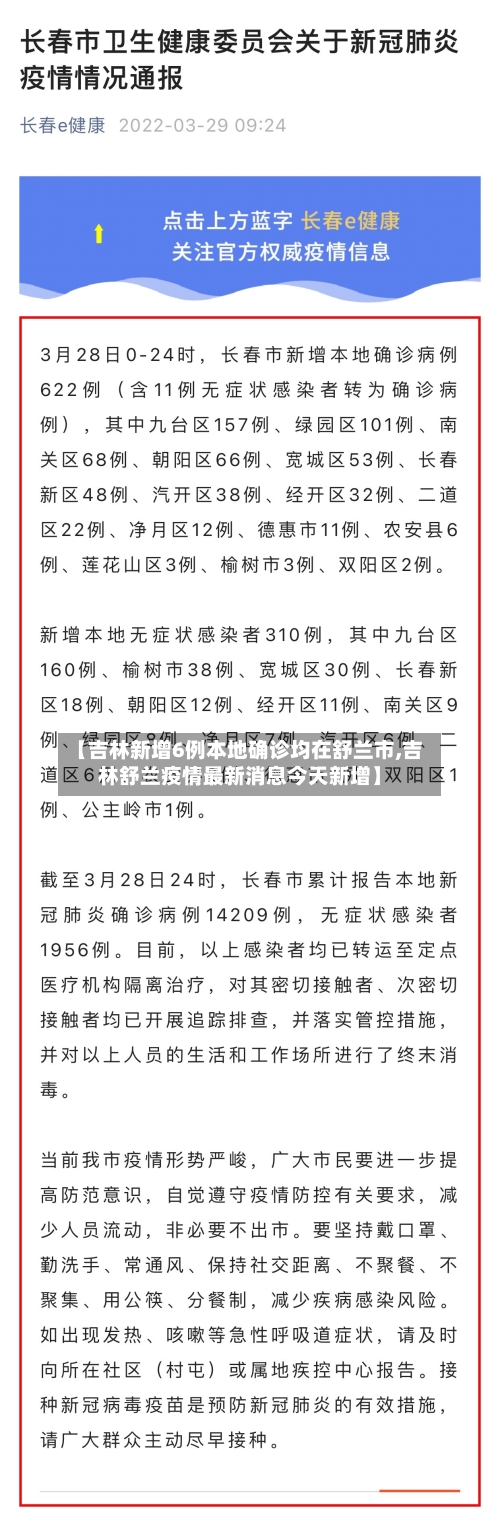 【吉林新增6例本地确诊均在舒兰市,吉林舒兰疫情最新消息今天新增】
