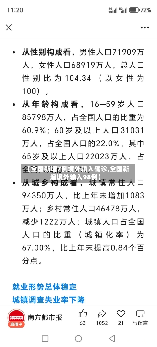 【全国新增7例境外输入确诊,全国新增境外输入98例】
