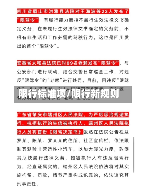限行标准项/限行新规则