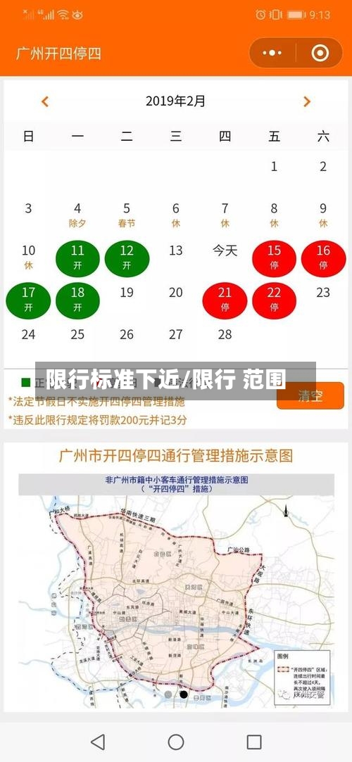 限行标准下近/限行 范围