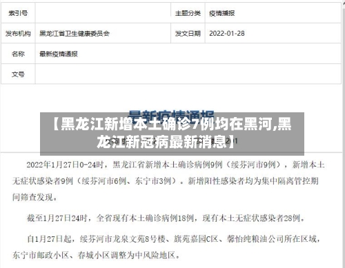 【黑龙江新增本土确诊7例均在黑河,黑龙江新冠病最新消息】