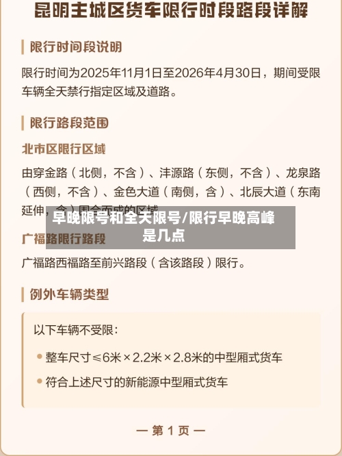 早晚限号和全天限号/限行早晚高峰是几点