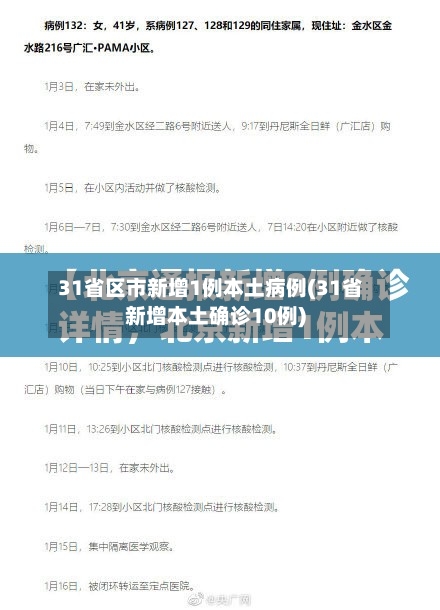 31省区市新增1例本土病例(31省新增本土确诊10例)