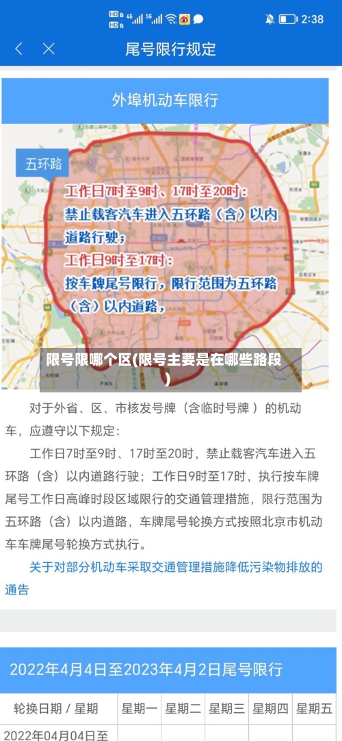 限号限哪个区(限号主要是在哪些路段)-第2张图片