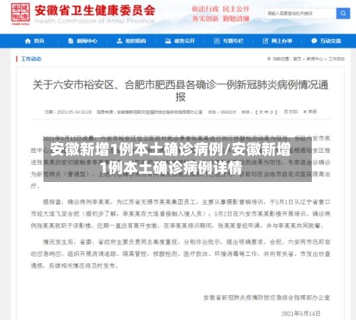 安徽新增1例本土确诊病例/安徽新增1例本土确诊病例详情