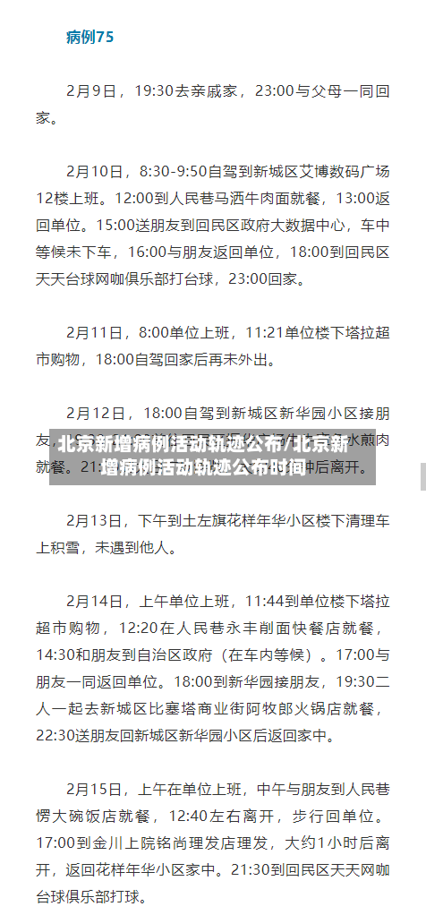 北京新增病例活动轨迹公布/北京新增病例活动轨迹公布时间-第2张图片