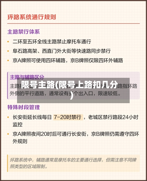 限号主路(限号上路扣几分)-第2张图片