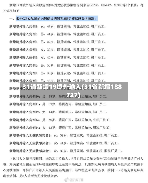 31省新增19境外输入(31省新增188 727)-第3张图片
