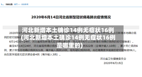 河北新增本土确诊14例无症状16例(河北新增本土确诊14例无症状16例是哪里的)-第2张图片